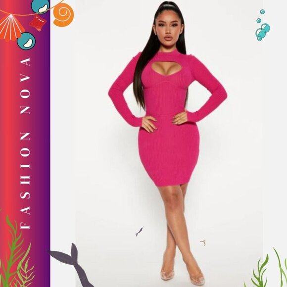 Fashion Nova Dresses & Skirts - Heart For You Hot Pink Cutout Mini Dress – Chic & Bold Glam